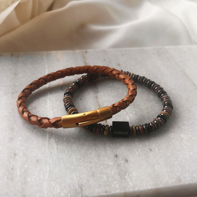 Force armbånd brunt læder m. fg. stål lås 21 cm