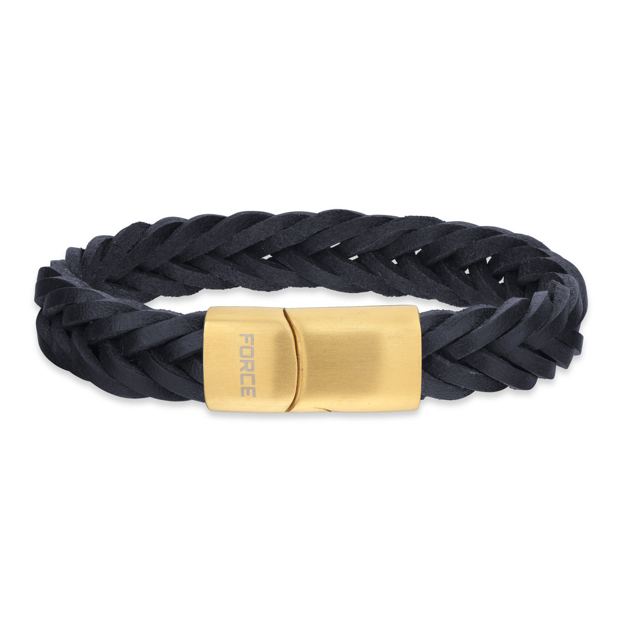 *Force armbånd sort læder stål lås fg. 19 cm