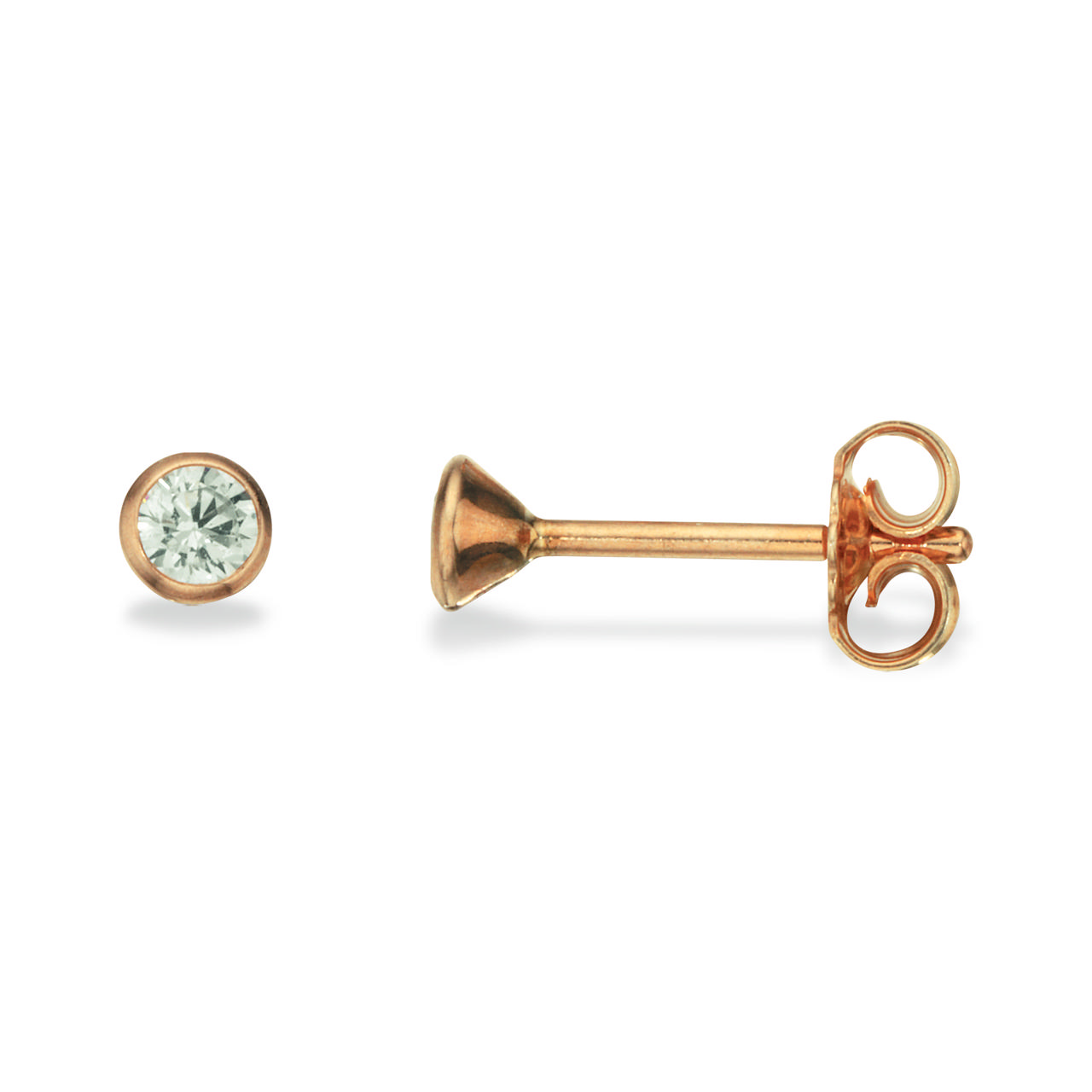 Earstud 3mm white zir. 925 pink goldplated