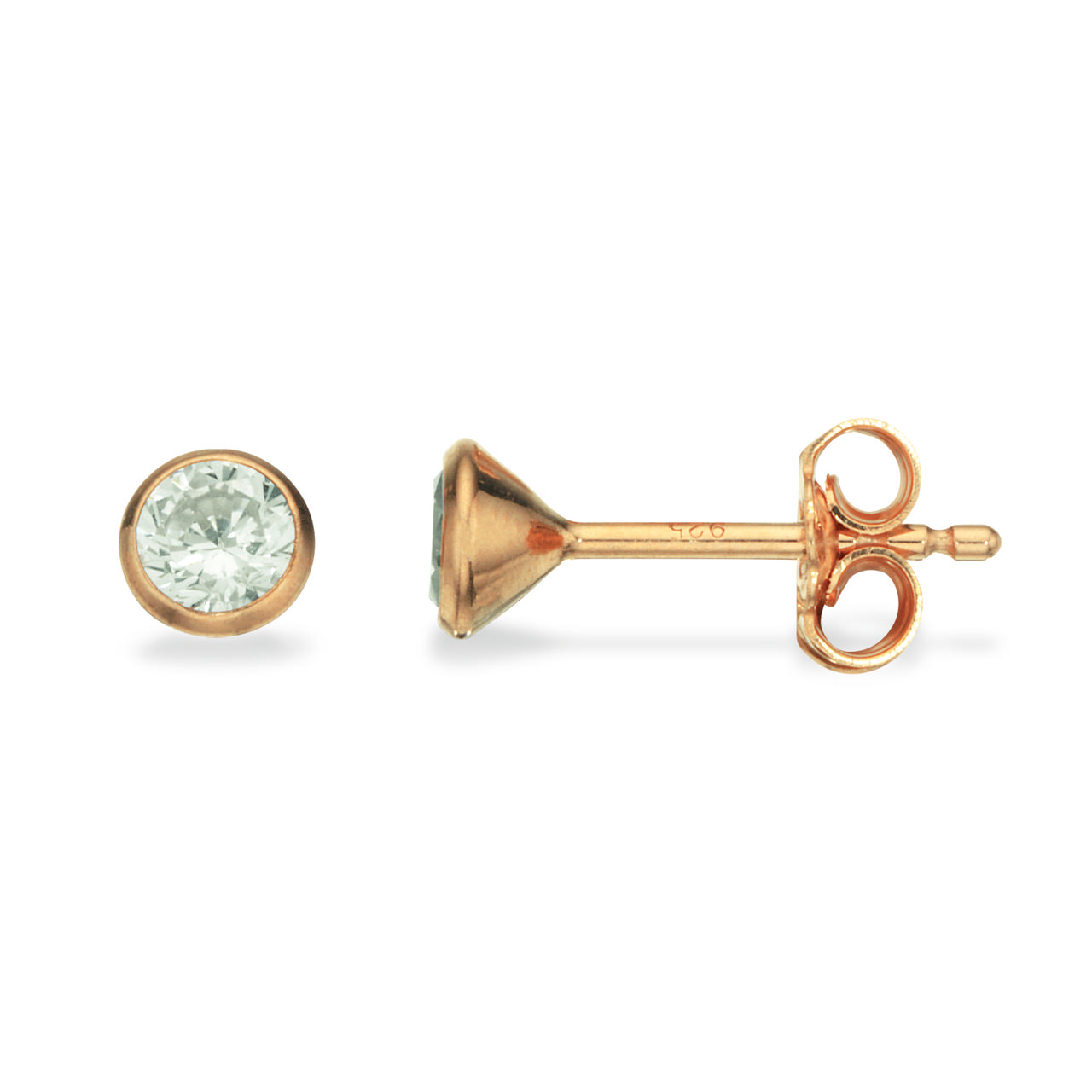 Earstud 4mm white zir. 925 pink goldplated