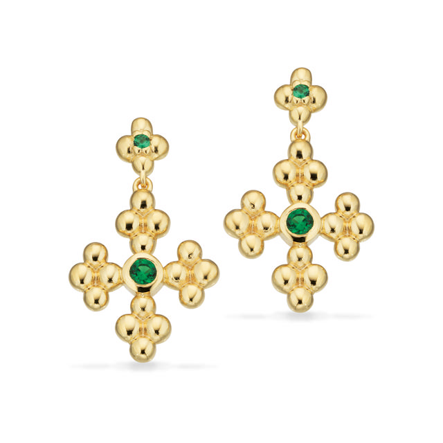 Earhanger green zir. 925 goldplated