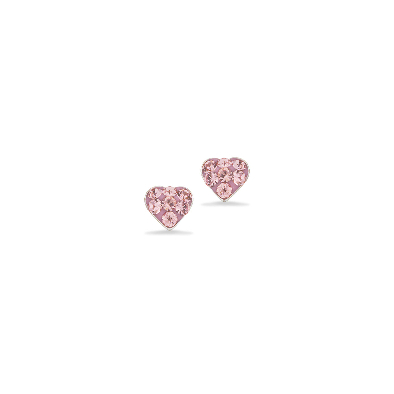 *Øreringe hjerte pink cubic zir. sølv 