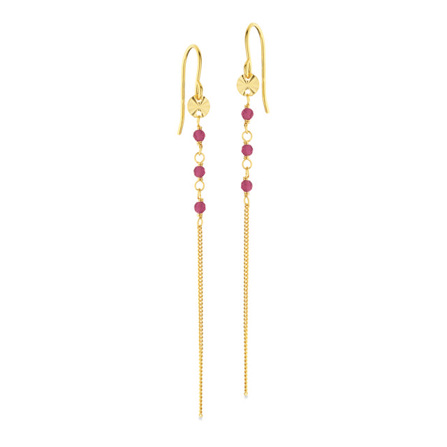 Earhanger ruby crystal 925 goldplated