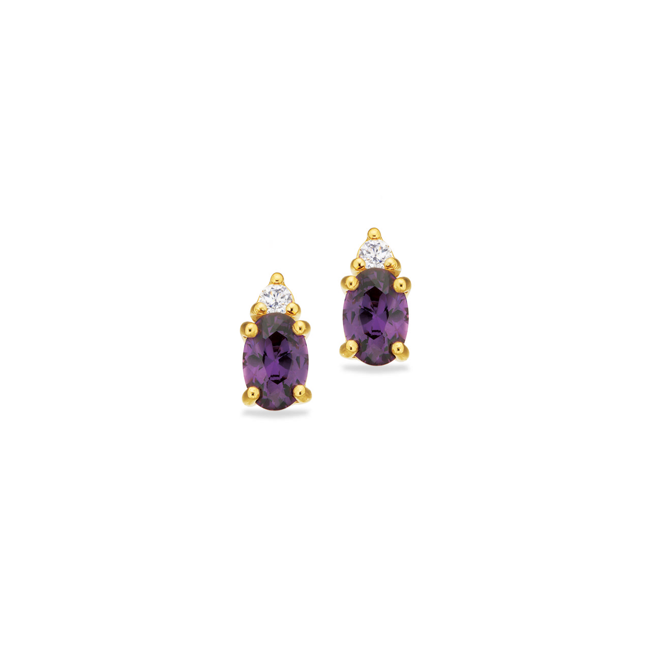 Earsticks purple/white zir. 925 goldplated