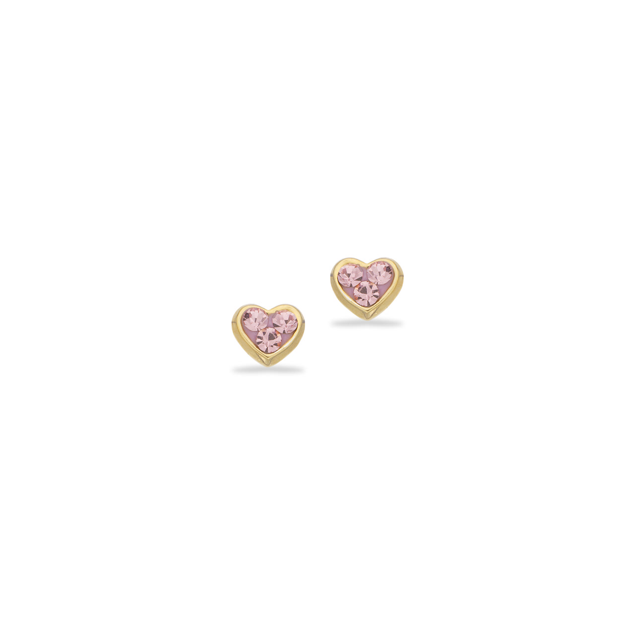 Earsticks heart pink zir. 925 goldplated