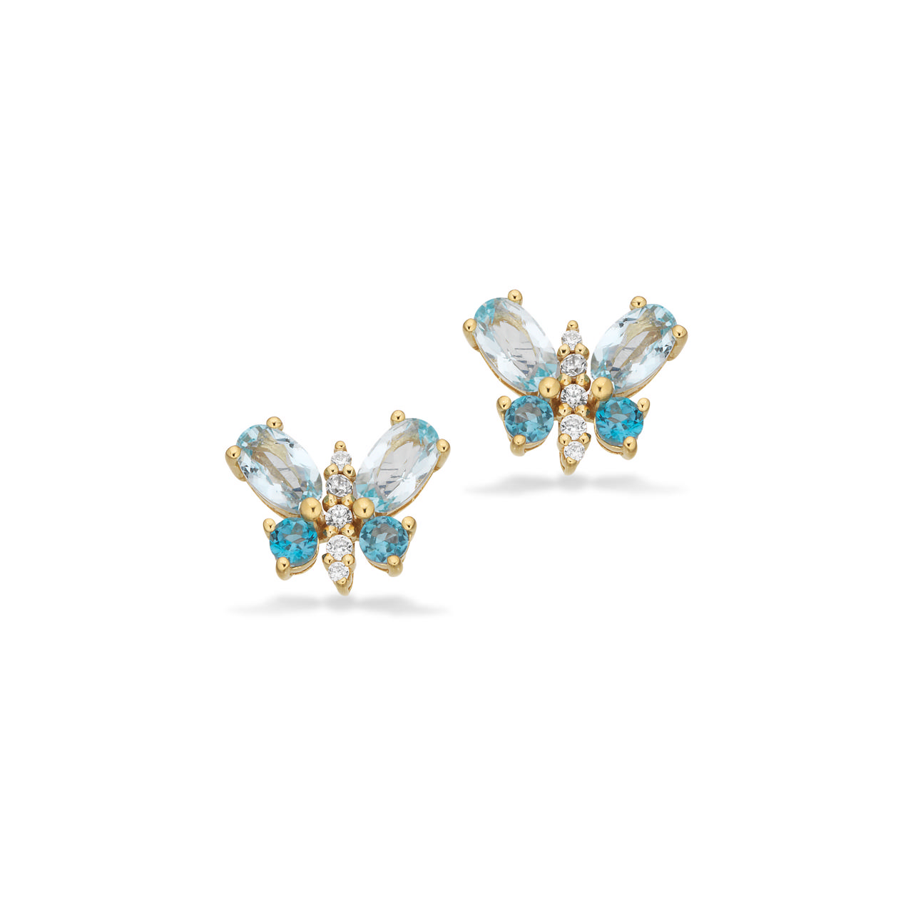 Earsticks butterfly blue zir. 925 goldplated