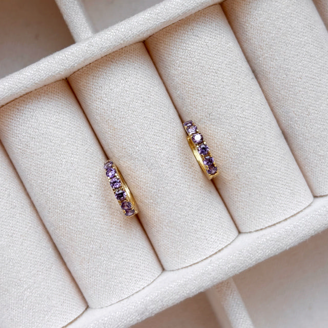 Hoops purple zir. 925 goldplated