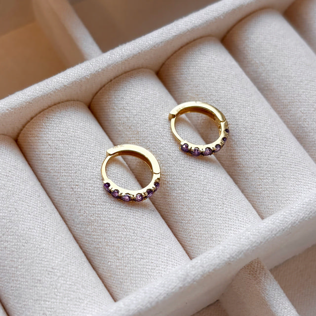 Hoops purple zir. 925 goldplated