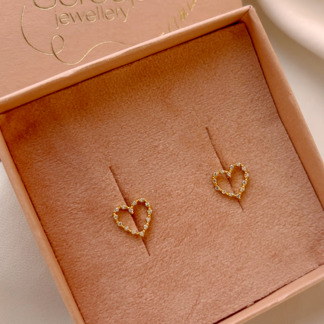 Earsticks heart zir. 925 goldplated