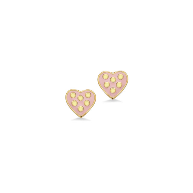 Earsticks pink heart 925 goldplated