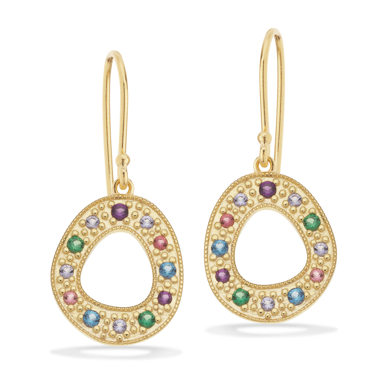 Earhanger mixed zir. 925 goldplated