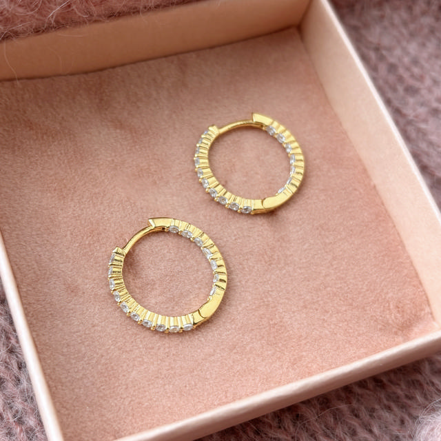 *SoHo clip-creoler 20 mm. cubic zir. sølv fg. 