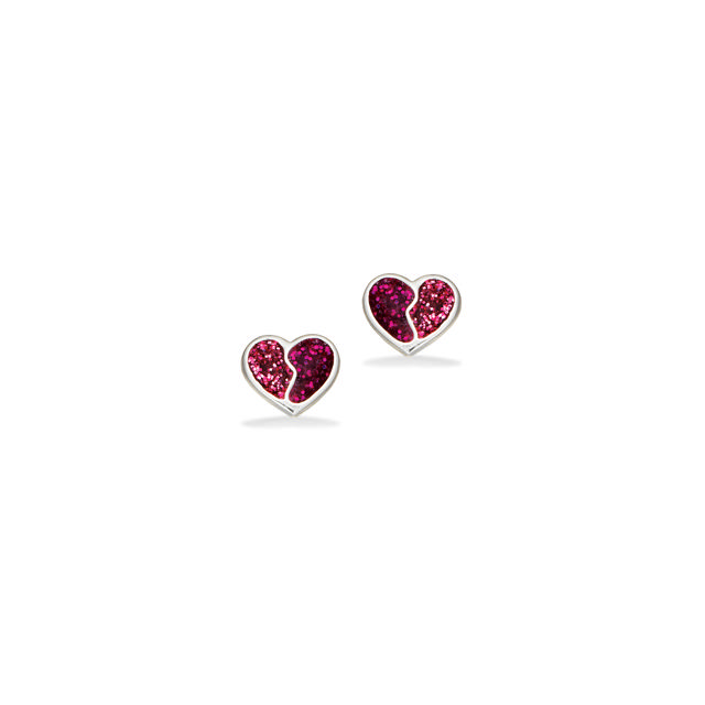 *Girls øreringe hjerte pink cubic zir. sølv