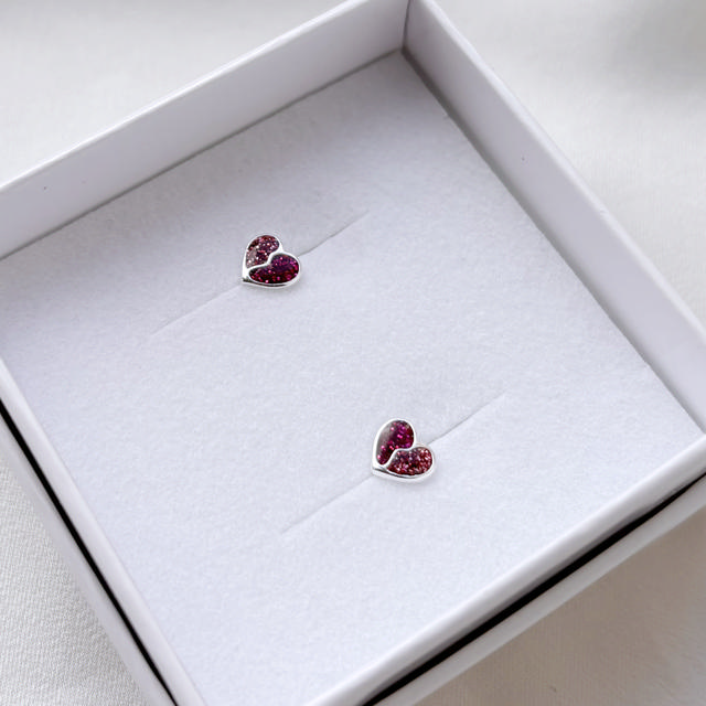 *Girls øreringe hjerte pink cubic zir. sølv
