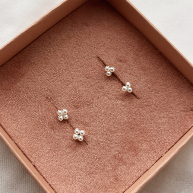 *Øreringe 4 x perler sølv 