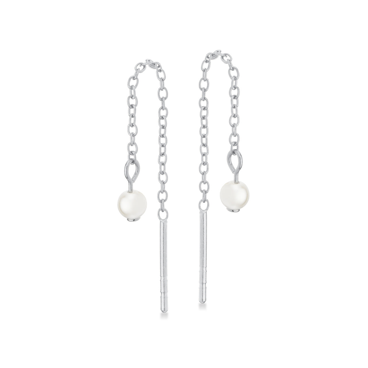 *Ørekæder m. perler sølv