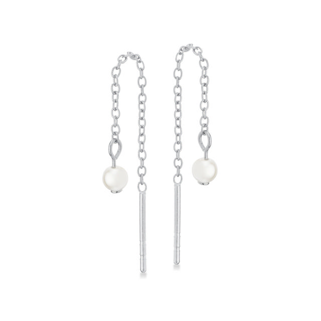 *Ørekæder m. perler sølv