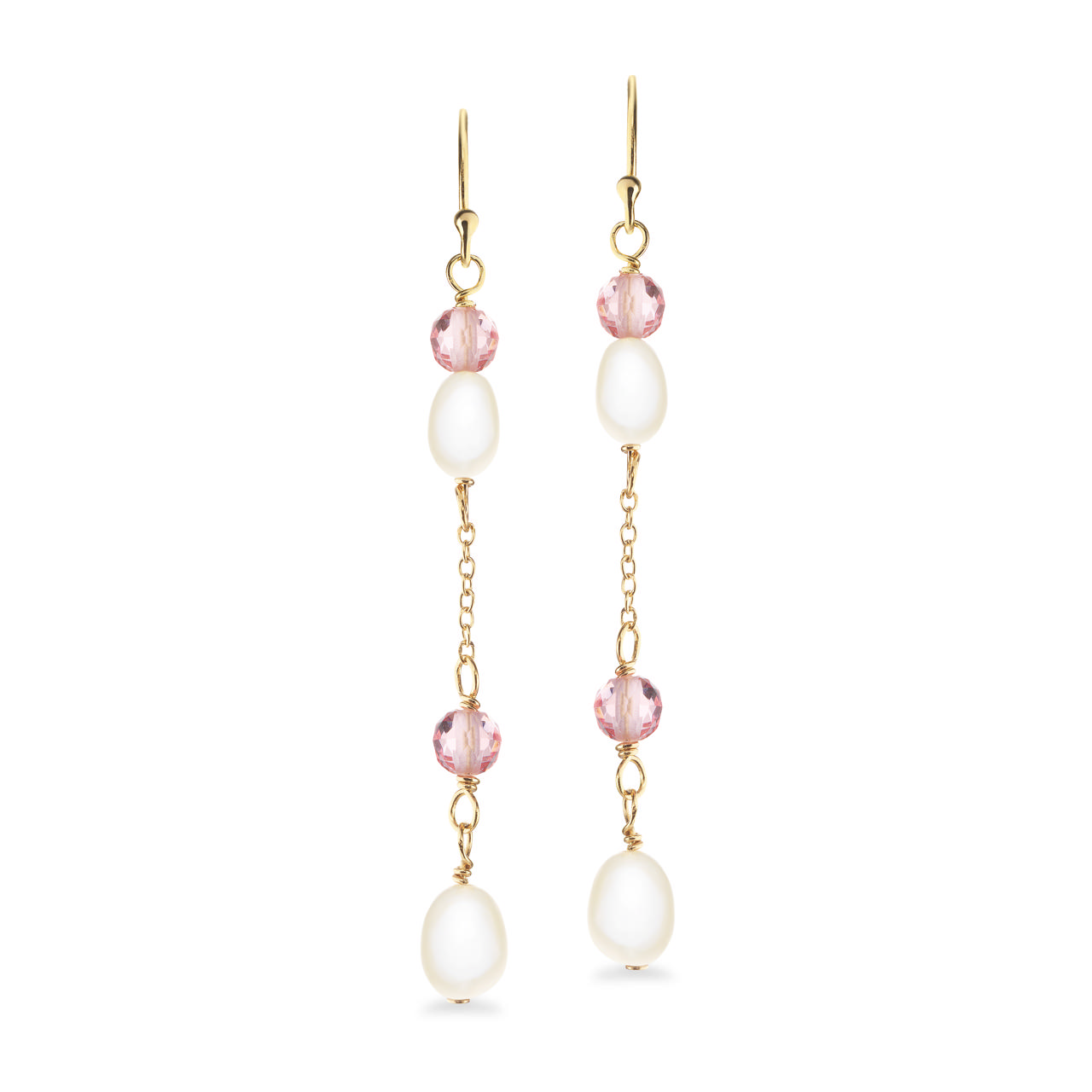 Ørebøjler rosa sten/fkp. sølv fg.