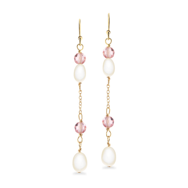 Ørebøjler rosa sten/fkp. sølv fg.