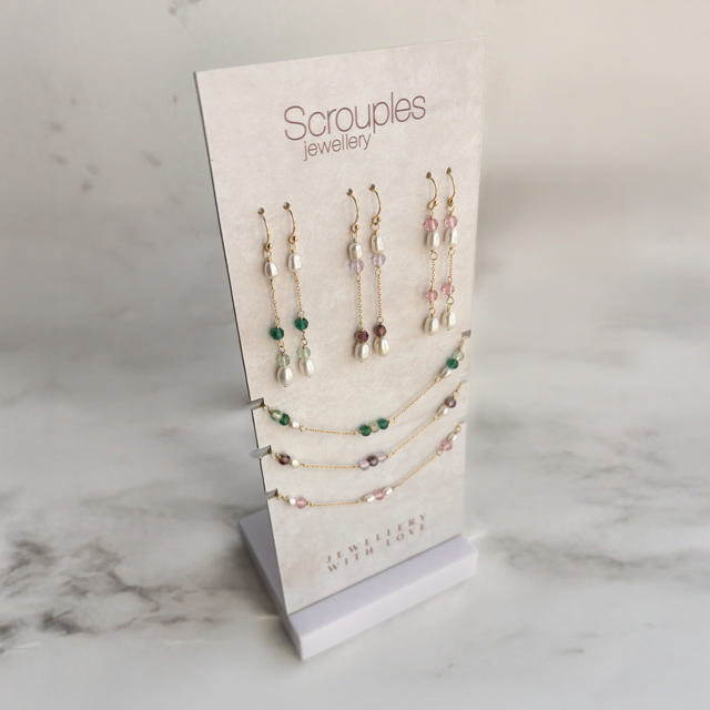 Ørebøjler rosa sten/fkp. sølv fg.