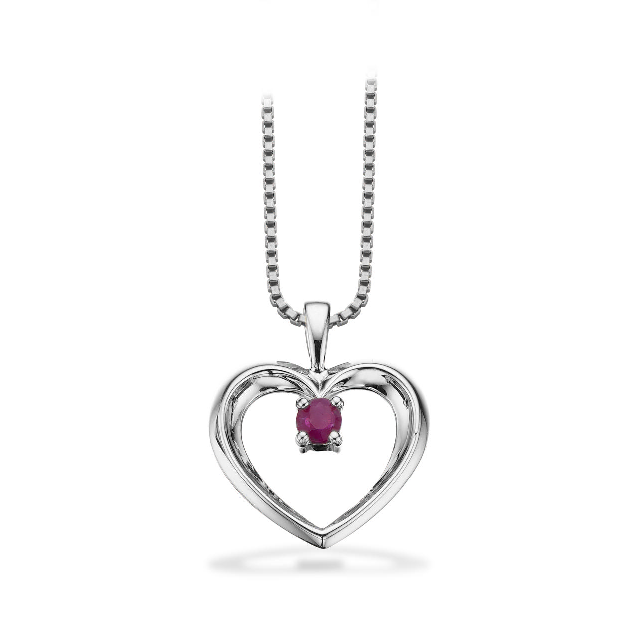 Pendant heart ruby 585 white 