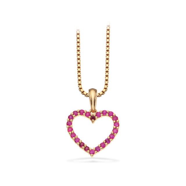 Pendant heart 0,18 ruby 585 yell.