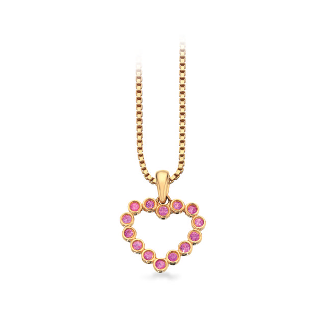 Pendant heart pink sapphire 0,26 585 yell.