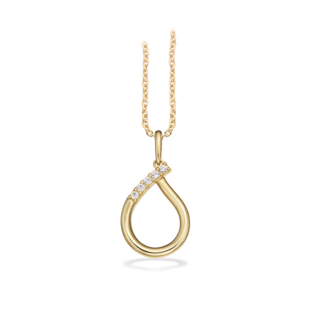 *Vedhæng cubic zir 8 kt m.sølvkæde