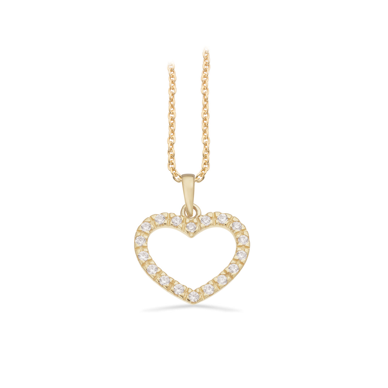 *Vedhæng hjerte cubic zir. 8 kt. m. sølvkæde