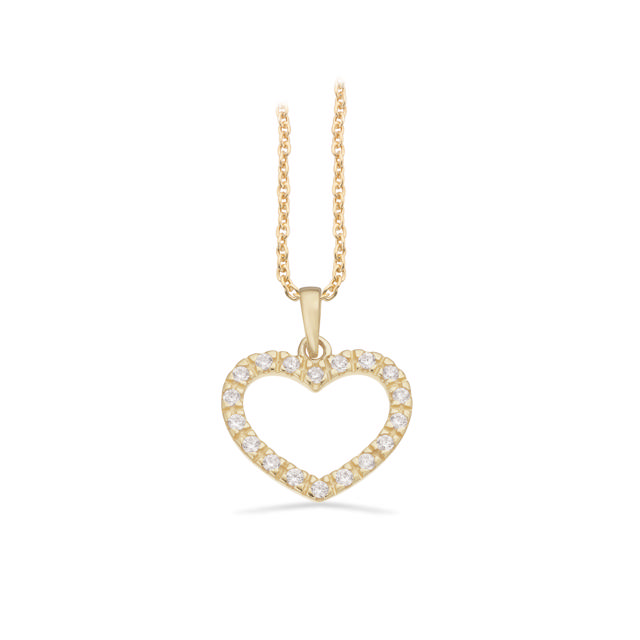 *Vedhæng hjerte cubic zir. 8 kt. m. sølvkæde