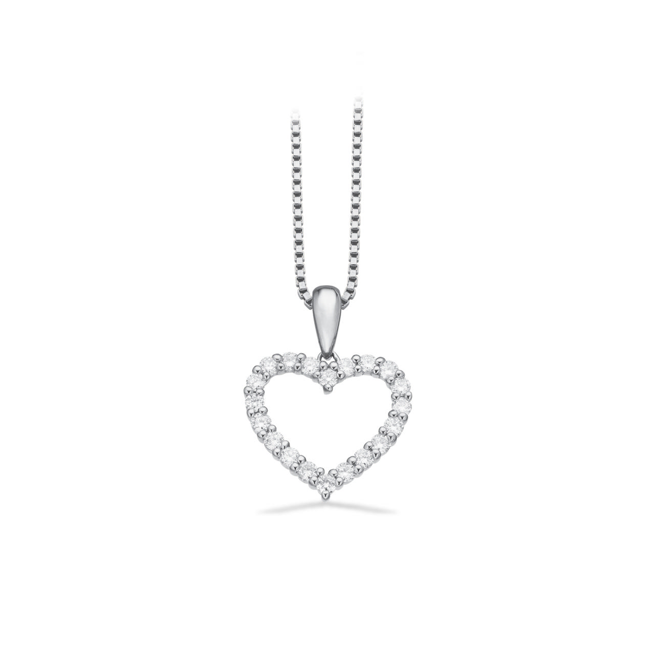 *Dazzling hjerte  0,36 H-W/SI 14 kt. m/sølvkæde