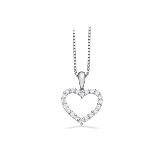 *Dazzling hjerte  0,36 H-W/SI 14 kt. m/sølvkæde