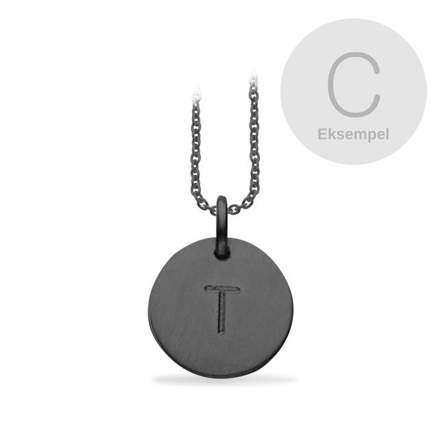 #TagMe rund C 13 mm sølv sort rho. m/kæde