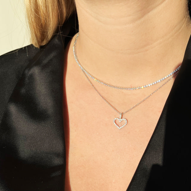 Pendant heart zir. 925 rho.