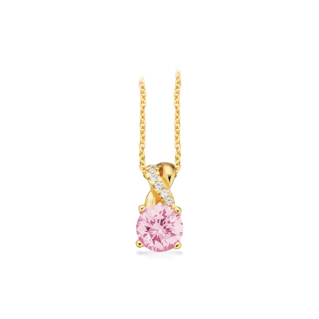 Pendant pink/white zir. 925 goldplated