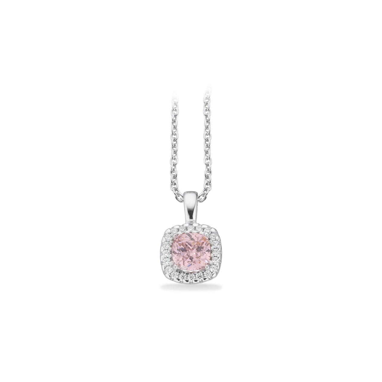 Pendant pink / white zir. 925 rho.