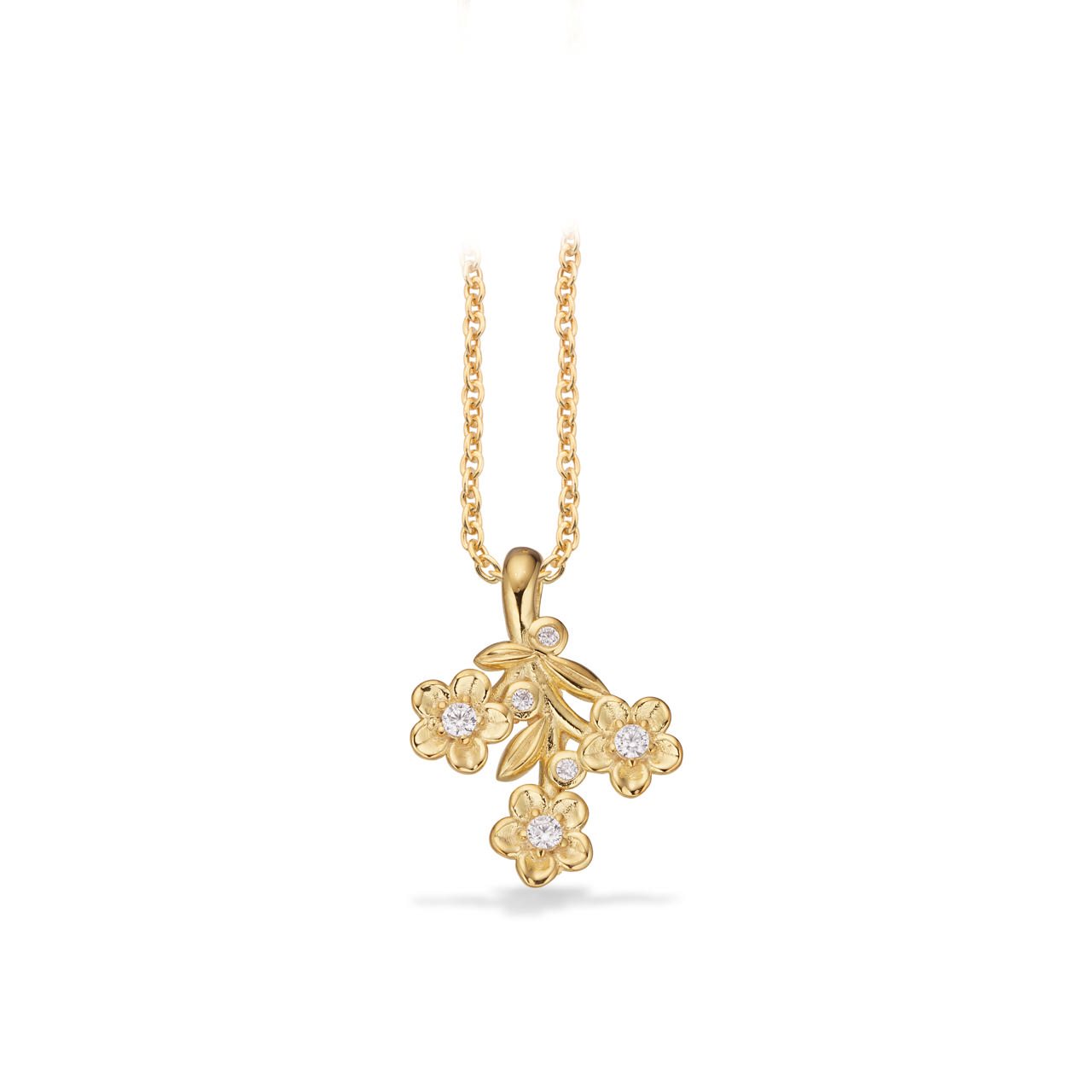 Pendant flower zir. 925 goldplated