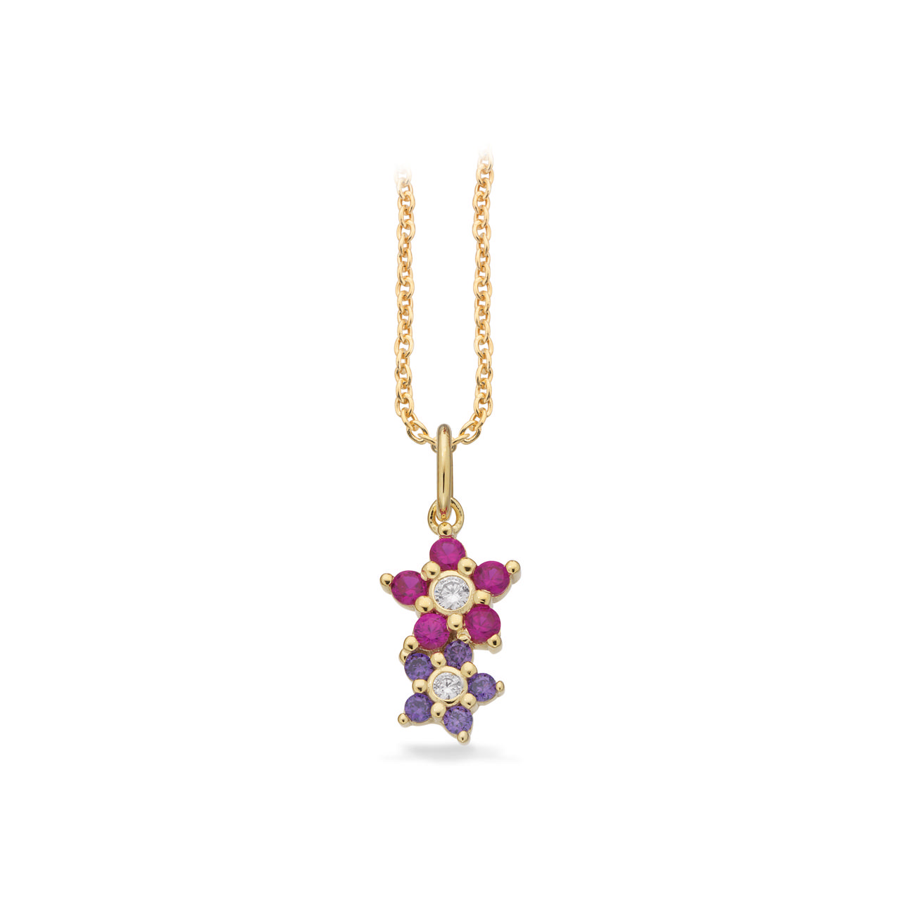 Pendant red/purple zir. 925 goldplated