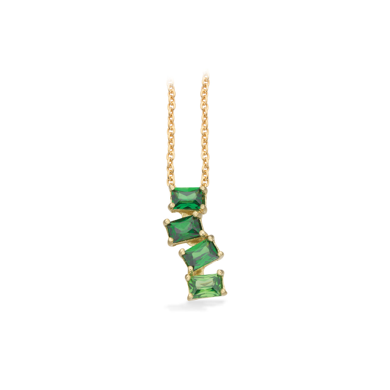 Pendant green zir. 925 goldplated