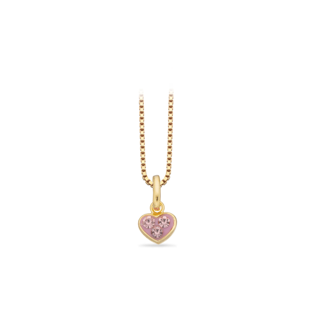 Pendant heart pink zir. 925 goldplated