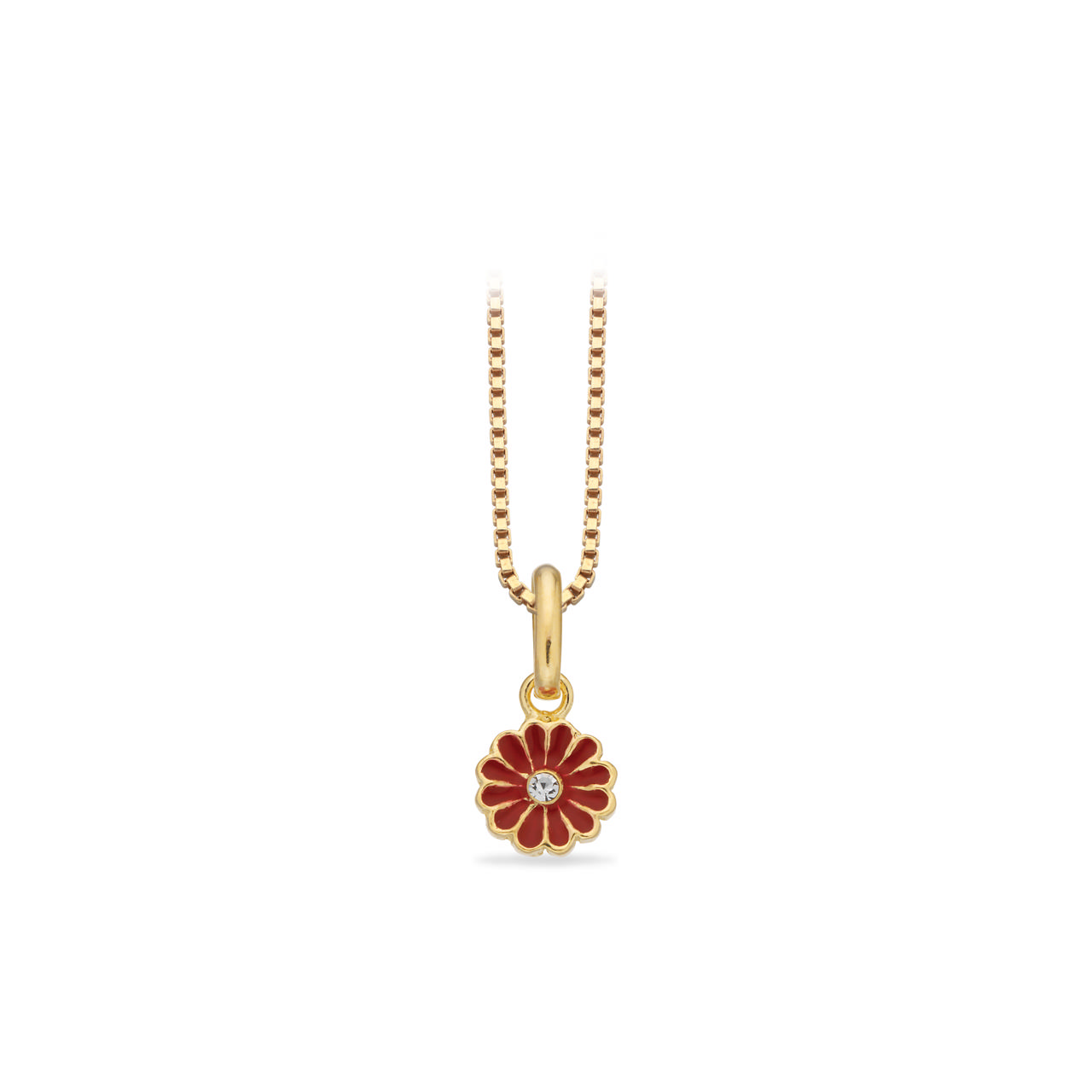 Pendant red flower zir. 925 goldplated