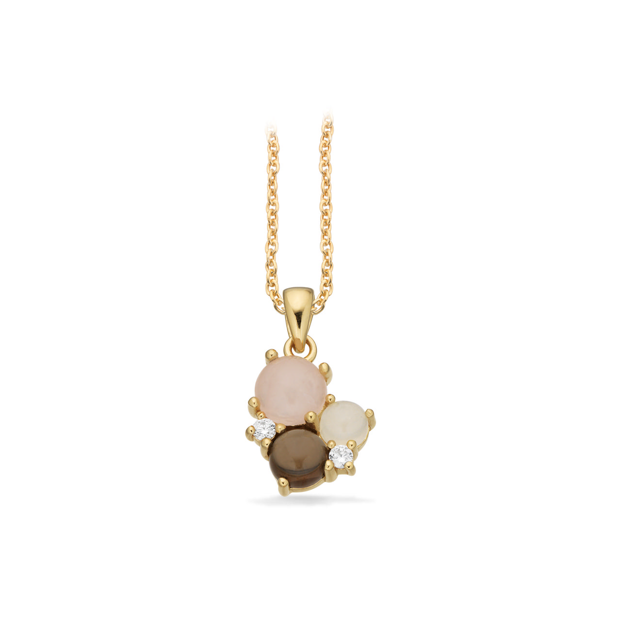 Pendant rose/smokey quartz 925 goldplated