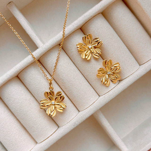 Pendant flower zir. 925 goldplated