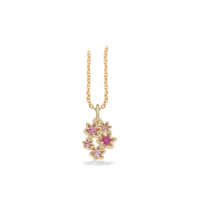 Pendant pink zir. 925 goldplated