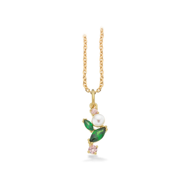 Pendant fwp. rose+greem zir. 925 goldplated