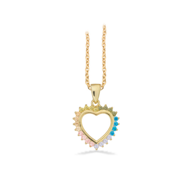 Pendant heart multicolor zir. 925 goldplated