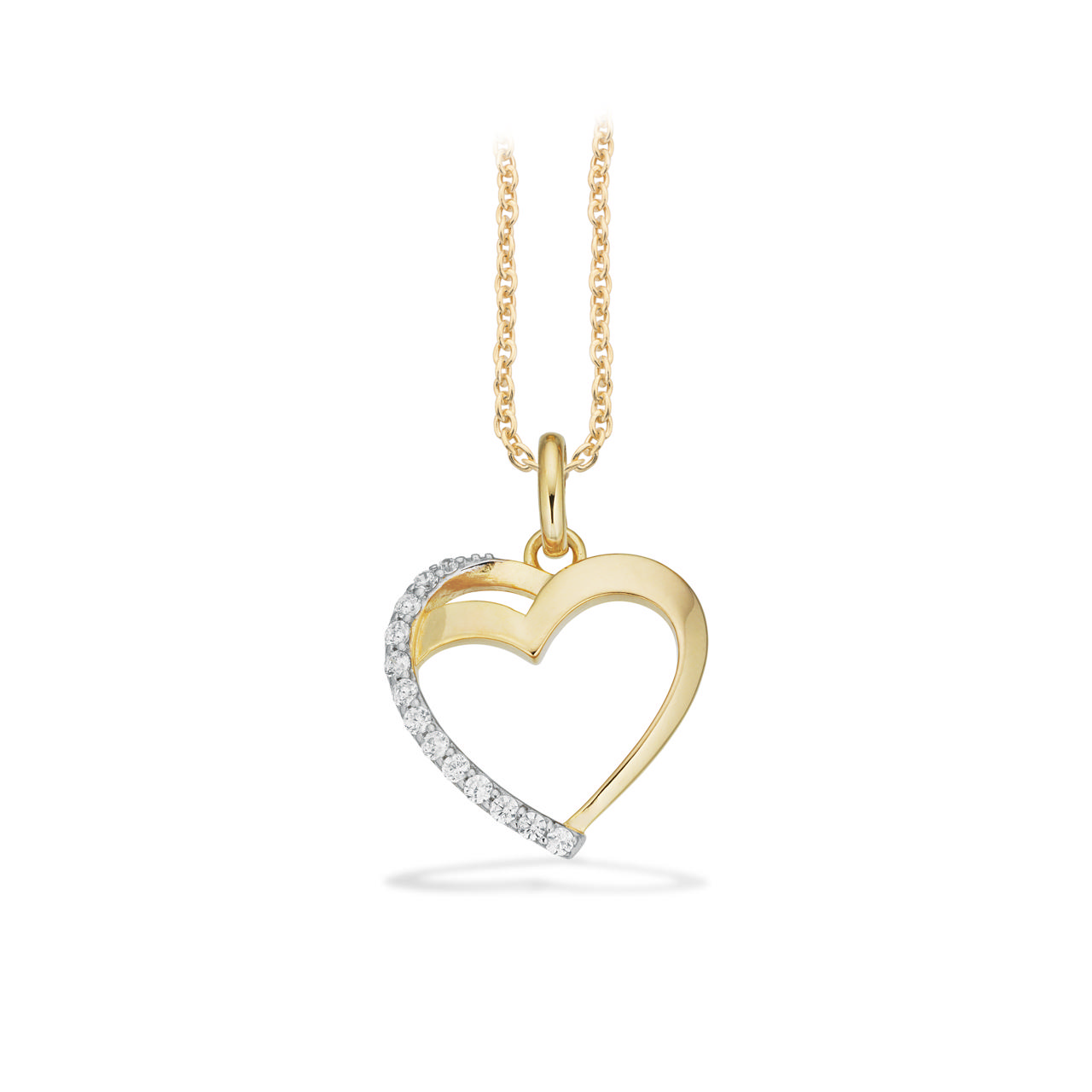 Pendant heart zir. 925 goldplated