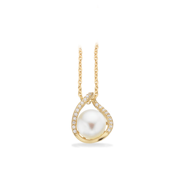 Pendant pearl/zir. 925 goldplated