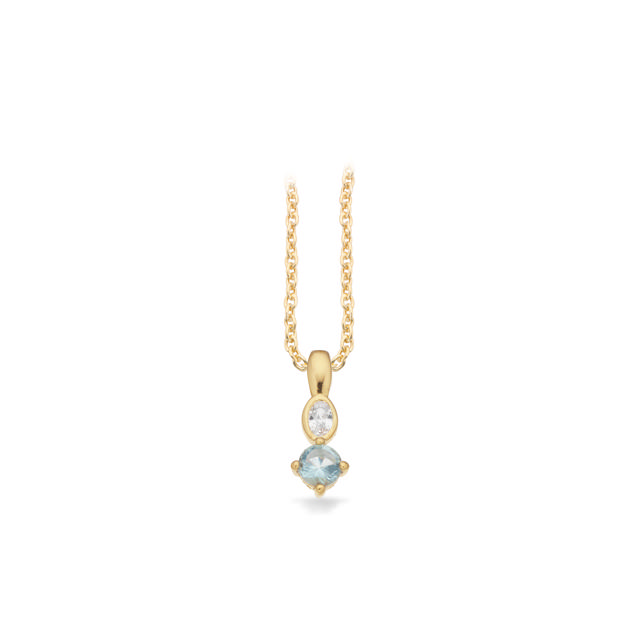 Pendant blue/white zir. 925 goldplated