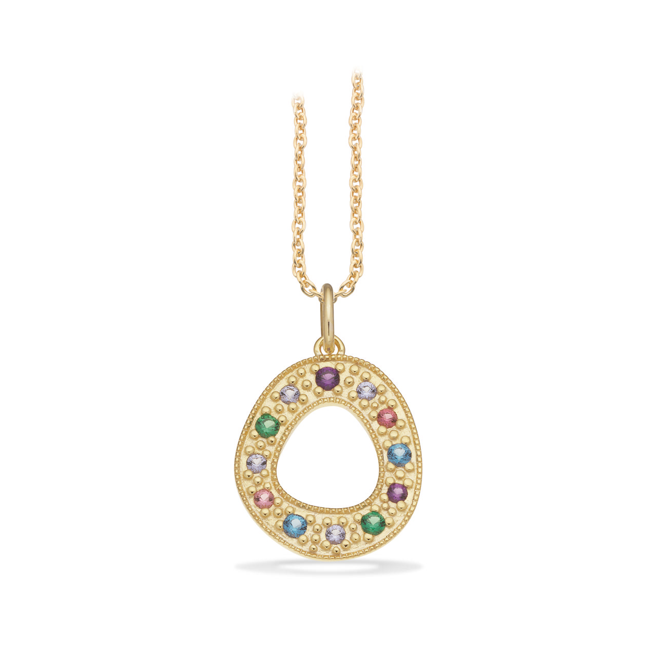 Pendant mixed zir. 925 goldplated